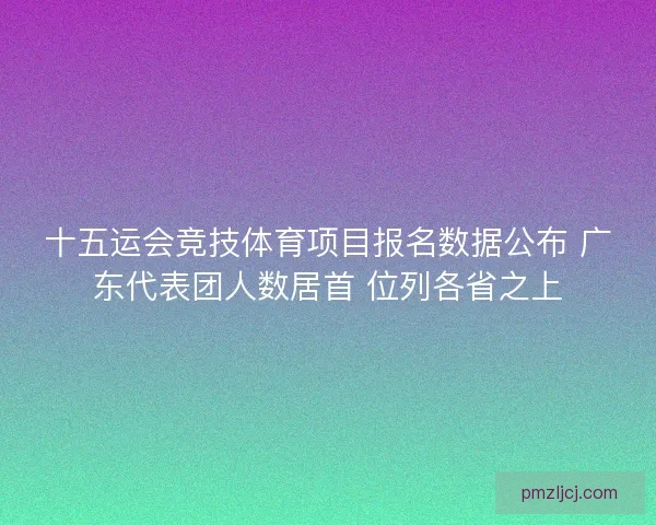 十五运会竞技体育项目报名数据公布 广东代表团人数居首 位列各省之上