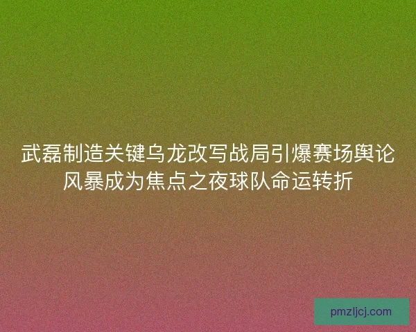 武磊制造关键乌龙改写战局引爆赛场舆论风暴成为焦点之夜球队命运转折