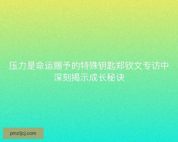 压力是命运赐予的特殊钥匙郑钦文专访中深刻揭示成长秘诀 压力是命运赐予的特殊钥匙郑钦文专访中深刻揭示成长秘诀